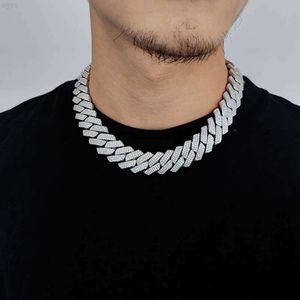 Pass Test Diamond Hip Hop Iced Out Diamond S925 Srebrny naszyjnik 20 mm D Kolor VVS Moissanite Cuban Link Łańcuch dla mężczyzn