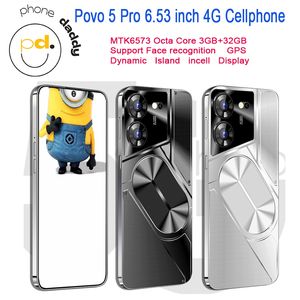 6.53 인치 인치 디스플레이 POVO 5 PRO 4G 핸드폰 MTK6573 옥타 코어 3GB RAM 32GB ROM MOBILEPHONE 13MP 후면 카메라 지원 얼굴 인식 GPS