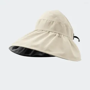 Breda randen hattar värmespridning Sun Hat Stylish Women's Large med UV Protection Hollow-Top Design Foldbar Feature för utomhus