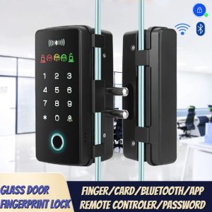 Controle Smart Door Lock Wi -Fi Remote desbloqueia senha temporária Impressão digital cartão magnético Senha Tecla remota Smart Glass Segura Porta Bloqueio
