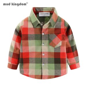 T-shirt Mudkingdom Big Boy Boy Cotton Flannel Dress Shirt for Boys Rollup Shirts Long Manpeve