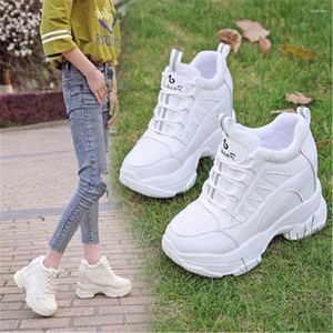 Lässige Schuhe 2024 Herbst Frauen Chunky Sneakers atmungsaktives Mesh Sport 10 cm Wedge Heels Plattter Trainer Chaussures Femme White