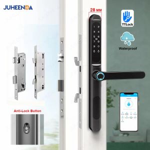 Control TTLock App Smart Aluminum Door Lock Waterproof Fingerprint Digital Password RFID Keyless Electronic Sliding Glass Door Lock