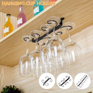 Organisation Metal Ving Glass Rack Holder Stemware Hanging Under Cabinet Stemware Holder Storage Bar Kitchen Glass Cup Shelf 4/8/12