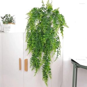 Dekorative Blumen 80 cm hängende Pflanze Persische Farne Blätter Reben Grüne Seidenkünstig Hecke Gartenzimmer Wand Balkon Weihnachtsheimdekoration