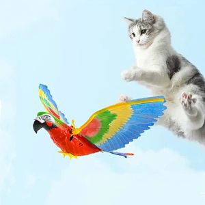 Toys 2pcs Cat Toys Simulation Electric Parrot Silent Hanging Line Flying Bird Toy Hovering Teasing Pet Training Supplies
