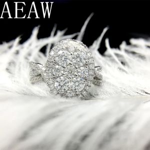 Кольца AEAW SOLID 10K Белого золота Всего 1,5CTW DEF COLOR CVD HPHT LAB DIAMEND CRIDAL STEP с акцентами 2 штука для женщин