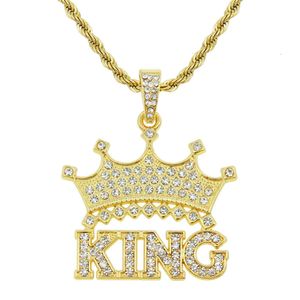 Full Splice Hip Hop Diamond Crown Letter King Alloy Personalized Necklace