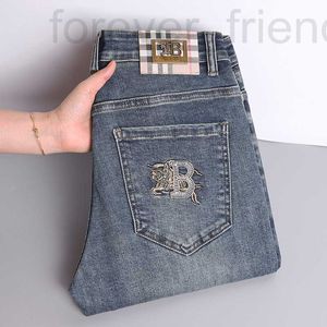 Men's Jeans designer 2023 Autumn/Winter New High end for Korean Edition Slim Fit Small Straight Tube Elastic Embroidery Brand Casual Pants FK5F