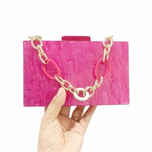 Rose Red Party Wallet Acrylic Clutches Wedding Travel Bag Cosmetics Clutch Tool Kvinnor Nekkos Nekkallande Designer Handväskor Stick N0H6#