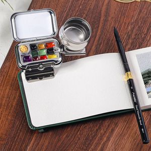 Mini portatile vuoto 10/16 Griglia WaterColor Box WaterColor Tavolozza di viaggio da viaggio Schizzo per la scatola idratante Box Box Forniture 240419 240419