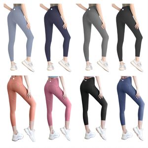 LL 2024 Yoga byxor shorts beskurna byxor lu juster leggings kvinnor shorts passar beskuren xercise fitness slitage flickor som kör gym smal fit justera byxor sport hög elasticitet