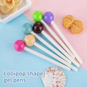 4pcs Beyaz Kalem Karikatür Lolipop ŞEKİL JEL PENS 0.5mm Siyah Mürekkep Kawaii Okul Ofis Malzemeleri Kore Kırtasiye