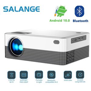 Salange P35 Android 10 Projector WiFi Portable Mini Video Beamer Smart TV 1280720DPI för spelfilm Hem Cinema 1080p 4K 240419