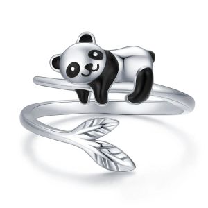 バンド2New Harong Creative Creative New Trend Lifelike Cute Panda Bamboo Ring Animal Animal Open Ring