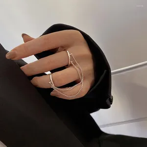 Cluster Rings Summer Jewelry Double Layer Tassel Chain Ring Punk Cool Trend Finger Female Girl Adjustable Gift