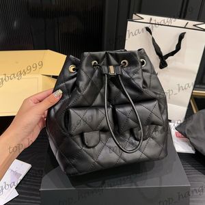 23B Black Designer Drawstring Duma Bucket Backpack Bags Gold Chain Crossbody Shoulder Handbags Large Capacity Quilted Diamond Lattice Purse 20x22cm