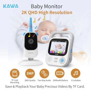 Monitore Babykamera mit Monitor Kawa 2K HD Elektronische Babyüberwachungskamera Hochauflösende Video 4x Zoom Monitor TF -Kartenaufzeichnung