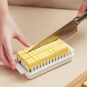 Aufbewahrungsflaschen tragbare transparente Butterschneideinbehaltungskiste mit Deckelkäse-Splitter-Splitter-Küchenwerkzeug mit Frischwecker aufgeteilt