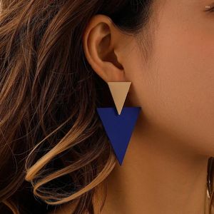 Dangle Küpeler Moda Trend Exquisit Geometrik Üçgen Metal Tarzı Safir Mavi Kişiselleştirilmiş Niş Kadın Mücevherat