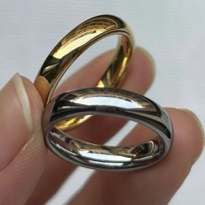 Band 2st/set av hög kvalitet klassisk guld silver färg vigselring volfram karbid ringer kvinnor män förlovningsring gåva smycken