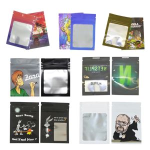 Sacchetti da 7x10 cm Casci a chiusura a zip Modello Cartoon Ziplock Pochon 1G Bagine Mylar impermeabili borse per biscotti stampati personalizzati con finestre