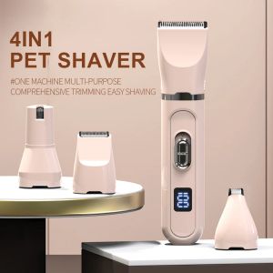 Clippers Professional Pet Hair Trimmer Multifuncional Cat Hair Clipper 4in1 LCD Display Helicador de cachorro Definer unhas de moagem