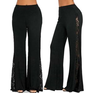 Spodnie damskie spodnie capris kobiety swobodne lniane spodnie o wysokiej nogi szerokie talia legginsy luźne koronkowe wkładki mody Pantnes de Mujer Y240422