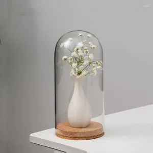 Bottles 12 35cm Glass Dome Vase Friend Gift Cork Base Transparent Cover Dry Flower Storage Bottle DIY Wedding Live Decoration