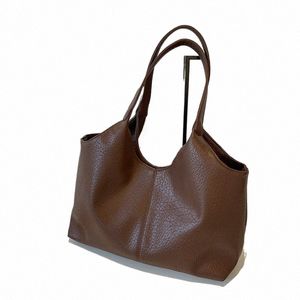 leftside Fi Retro Leather Tote Bags for Women 2023 Tend Female Simple Large Capacity Shoulder Bag Big Solid Color Handbags b3gx#