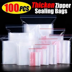 Bags 100/300Pcs Thickened Resealable Bags Clear Mini Plastic Storage Zipper Lock Bag Jewelry Food Nut Fresh Packaging Pouch Organizer