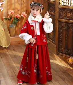 Roupas Defina o inverno mais espesso hanfu vestido meninas crianças figurino crianças crianças carnaval cosplay chinês antigo 2-15t