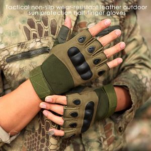 Halbfinger -Mens Handschuhe im Freien Militärtaktische Handschuhe Sport Shooting Jagd Airsoft Motorrad Radsporthandschuhe 240422