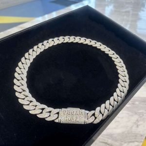 Хорошее качество 20 мм S925 Silver/10K/14K/18K Gold VVS Moissanite Iced Out Vvs Miami Кубинская цепь связи для мужчин хип -хоп украшения