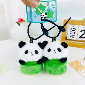 Süße Bambusrohr Panda Plüsch Zero Wallet Girl Herz Ohrhörer Tasche Mini Aufbewahrungstasche Schlüsselkette Buchbeutel Anhänger