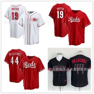 Football Jerseys Oversized Reds Jersey 44#19 Votto Red T-shirt Blank Short Sleeves