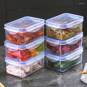 収納ボトル1PCキッチン冷蔵庫長方形の鮮明なマイクロ波熱耐性プラスチックランチボックスフードフルーツシールオーガナイザー