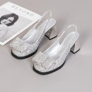 Casual Shoes Retro Woman Beige Heeled Sandals Mary Jane Large Size Bling Original Bow Black Closed Comfort Low Open High Elastic