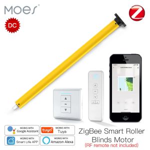 Control Moes Zigbee 25mm Automatic Smart Tubular Roller Blinds Motor Dc Rf433 Remote 38mm Tube Smart Lifetuya Via Alexa Google Home