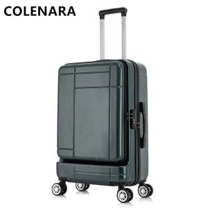 荷物Colenara新しいスーツケースビジネストロリーケースフロントオープンカバーは、ラップトップの搭乗箱の女の子が車輪の荷物を保管できます荷物を保管できます