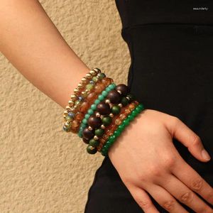 Anklets 8pcs Elastic Beaded Handmade Bracelets Bohemian Stackable Stretch Colorful Boho Beach Anket Bracelet Set