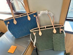 Modefrauen MM Hobo Einkaufstasche Klassische Denim -Geldbörse geschmeidiger Flachgurt Dame Umhängetaschen Geldbörsen voller Druck 8A Top Qualität