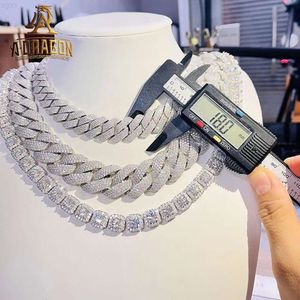 Hip hop spessa vvs spessa moissanite cubana collegamento a catena personalizzata ecad out 925 bacchette argento diamanti in braccialetto collana di gioielli