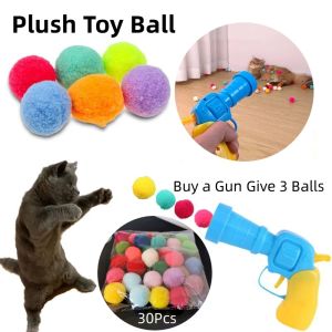 Toys 10/20/30Pcs Cat Toy Ball Fluffy Soft Pompom Ball Cats DIY Handmade Sewing Craft Kids Pet Toy Kitten Cat Accessories Mascotas