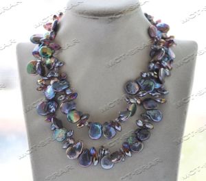 Necklaces Z12016 17"~32'' 15mm PeacockBlack Coin Pearl Purple Drop Faceted Crystal Necklace