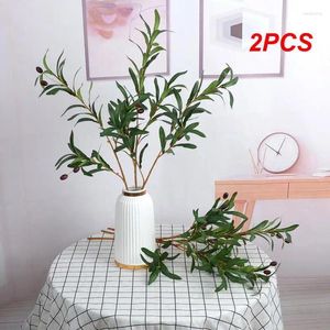 装飾的な花2pcs緑の植物長持ちする汎用性の高い現実的な屋内装飾耐久性のある結婚式の緑の花の小道具装飾