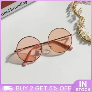 Óculos de sol Personalidade Kid Sun Glasses Gradiente Lente Presente para Child Metal Eyewear Round Frame Gafas de Sol Mujer Shade