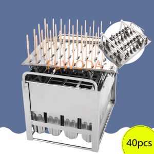 Yapımcılar 40 PCS Paslanmaz Çelik Popsicle Kalıp Buz Lolly Kalıp Popsicle Makinesi için DIY Dondurma Kalıpları Çubuk Tutucu