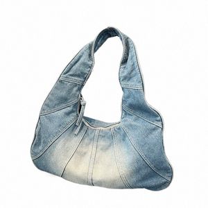 Vintage Denim -Taschen für Frauen 2024 Neue Divblaue Jeans Handtasche Retro Design Luxusumbetasche Ladys Einkaufstasche Trendy N5il#