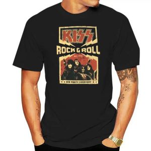 Tees Kiss rock roll all nite impreza codzienna czarna koszulka nowa oficjalna merch 2022 NOWOŚĆ MĘŻCZYZN MĘŻCZYZN